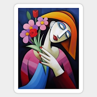 Lady With Flowers Magnet